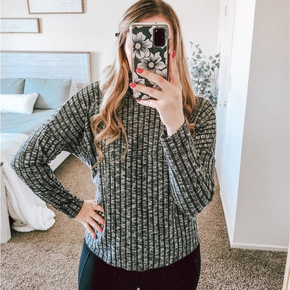 American Eagle Ribbed Mock Neck Sweater